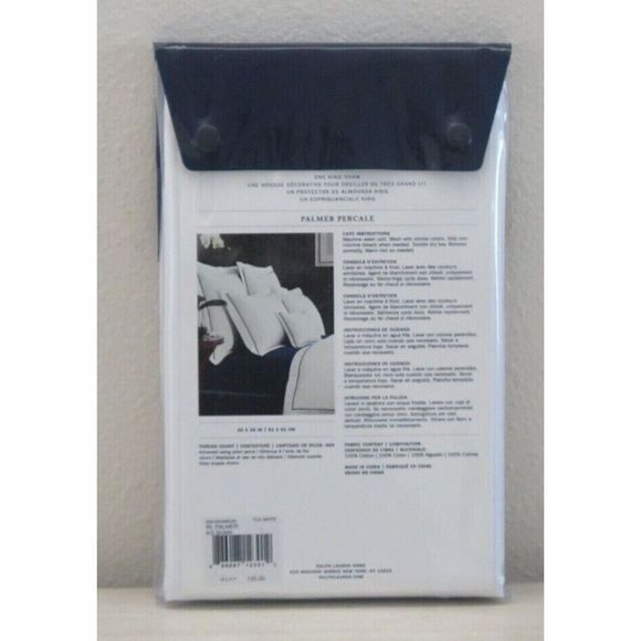 Ralph Lauren Palmer KING Sham Tux White 100% Cotton $130 - Picture 2 of 4